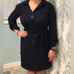 Women’s Navy, belted shirt dress, NWOT, L